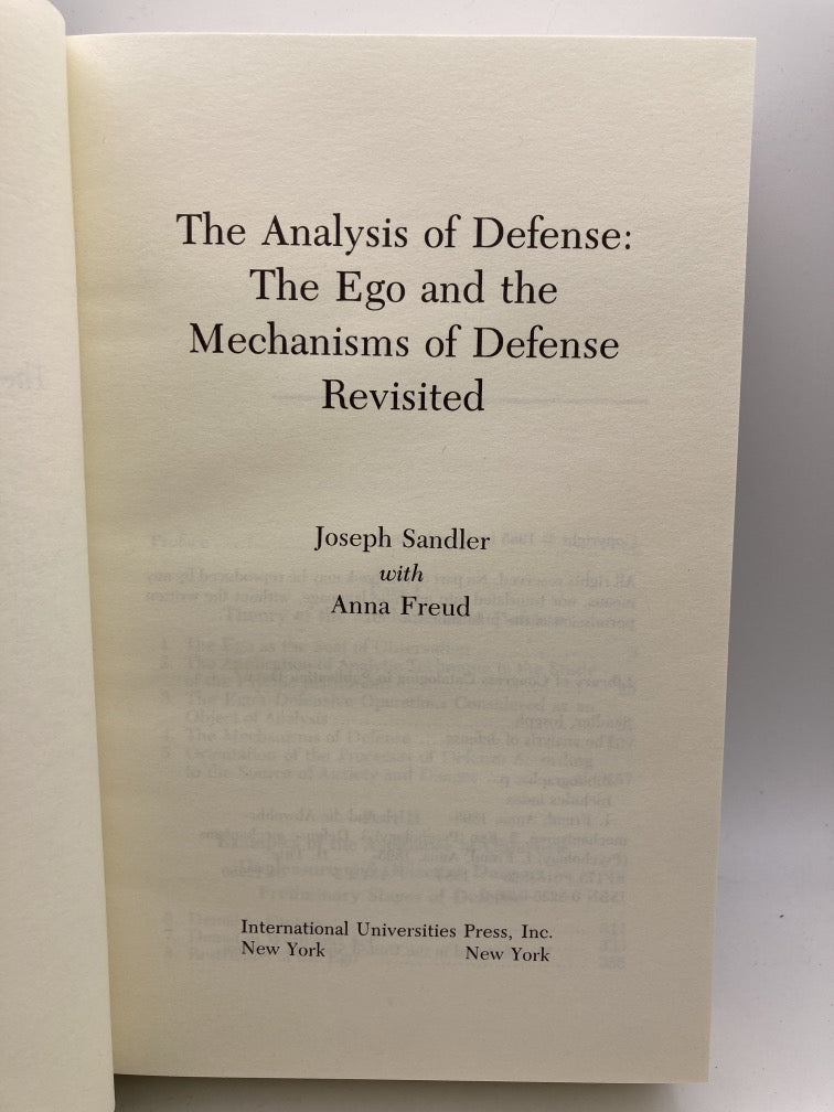 The Analysis of Defense: The Ego and the Mechanisms of Defense Revisited