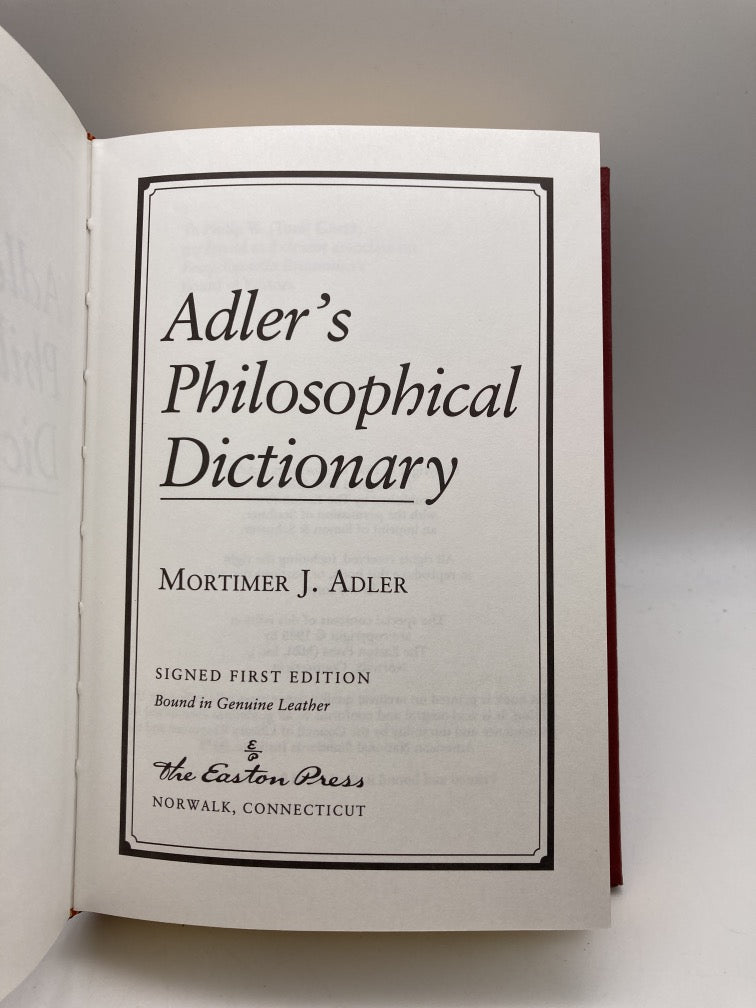 Adler's Philosophical Dictionary (Easton Press Signed First Edition)