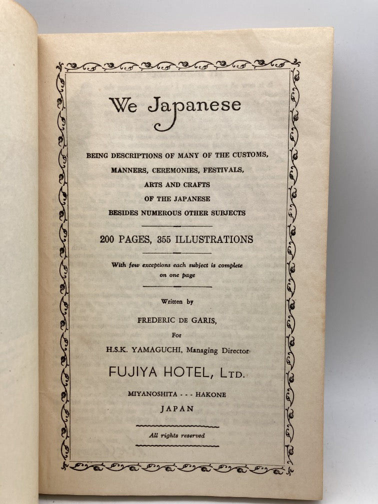 We Japanese Book 3: Descriptions of Manners, Customs, Spirits and Psychology of the Japanese Nation (Signed)
