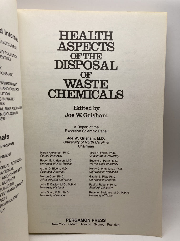 Health Aspects of the Disposal of Waste Chemicals