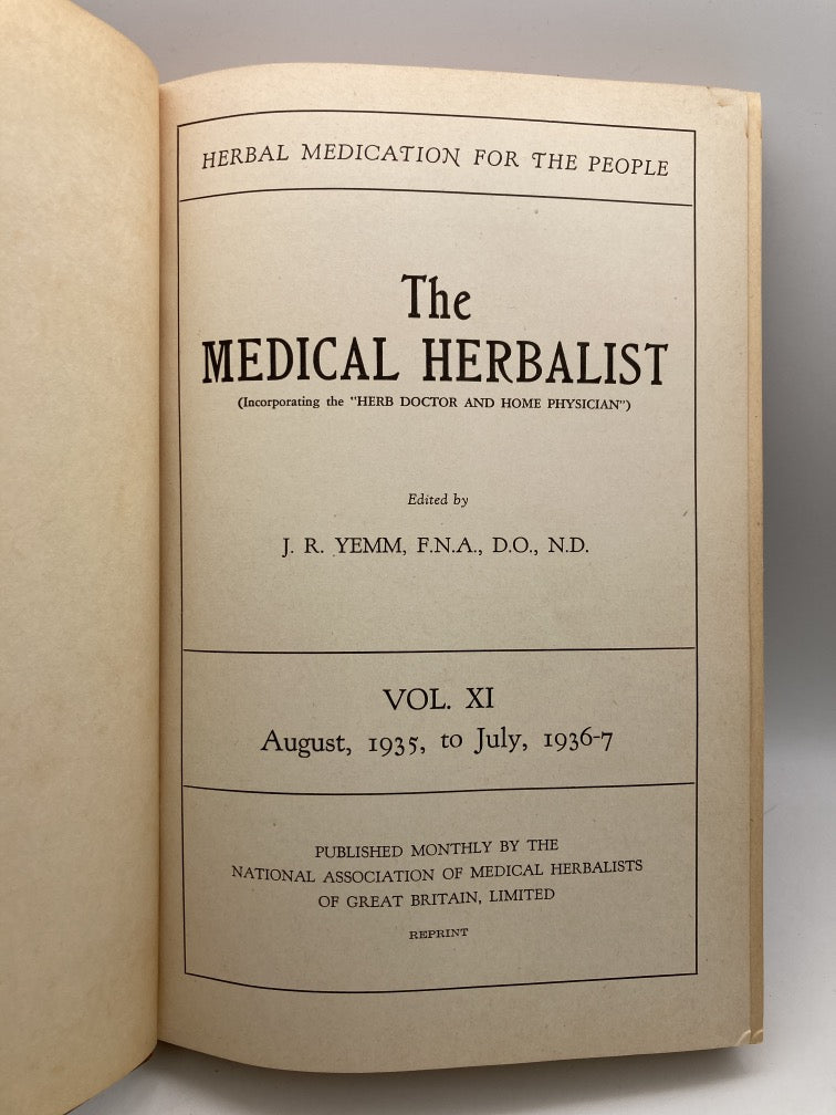 The Medical Herbalist Vol. XI: August 1935 to July 1936-7