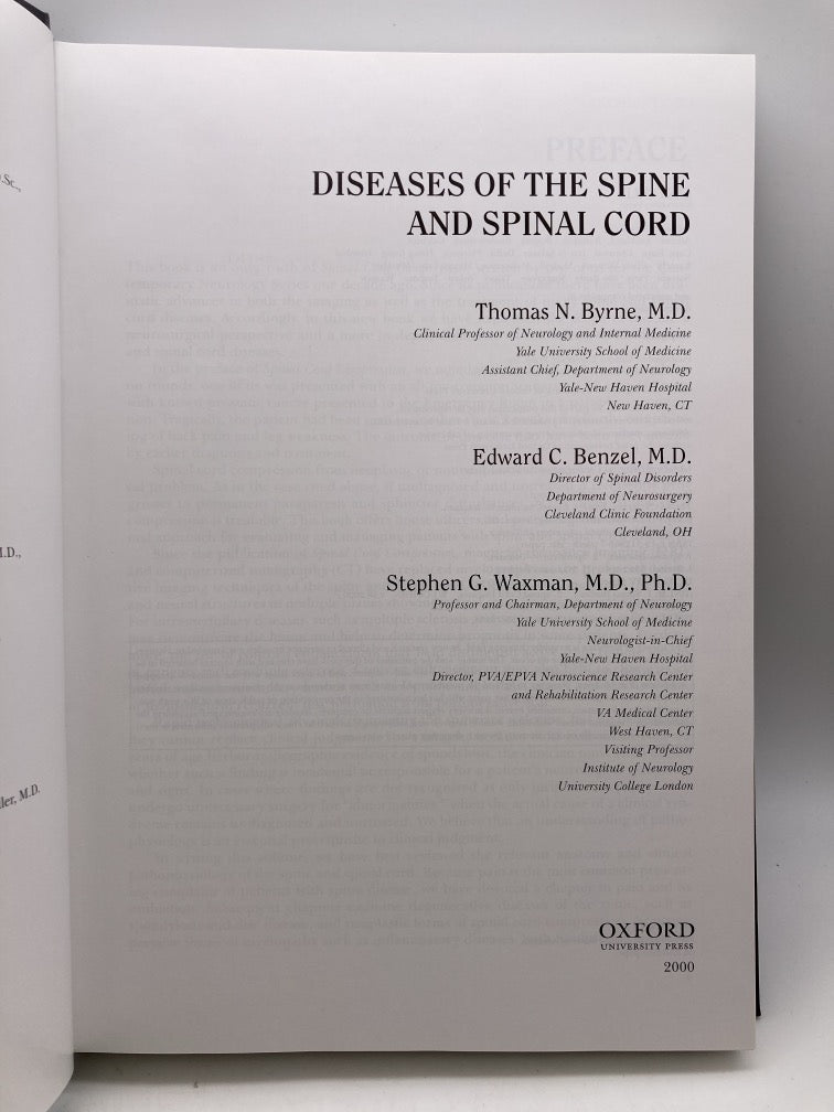 Diseases of the Spine and Spinal Cord (Contemporary Neurology Series #58)