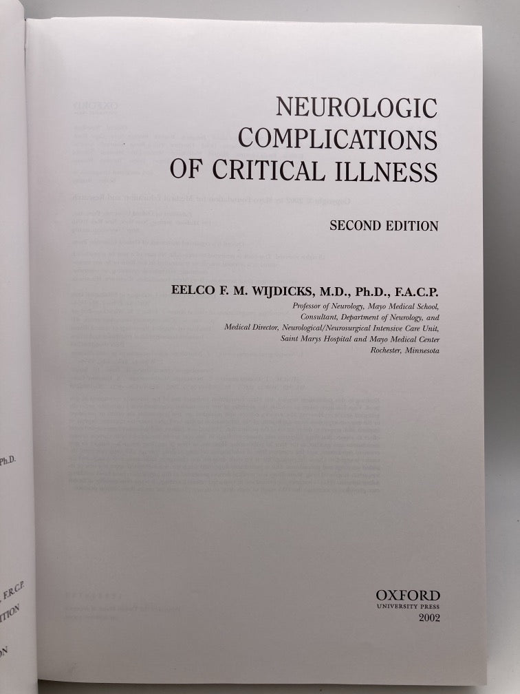 Neurologic Complications of Critical Illness (Contemporary Neurology Series #64)