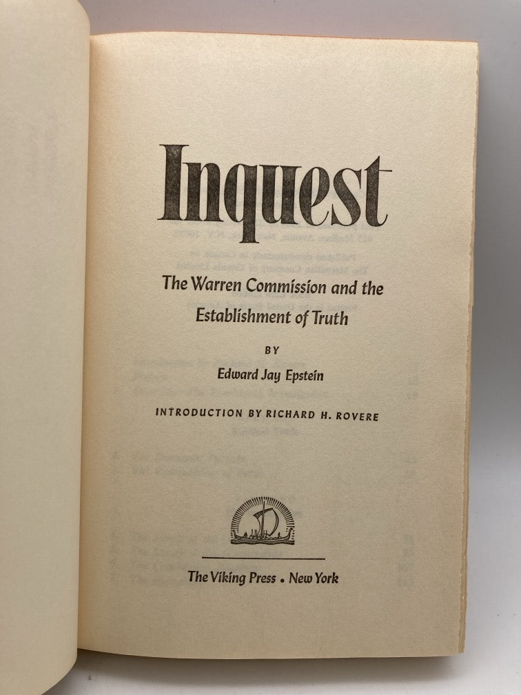 Inquest: The Warren Commission and the Establishment of Truth