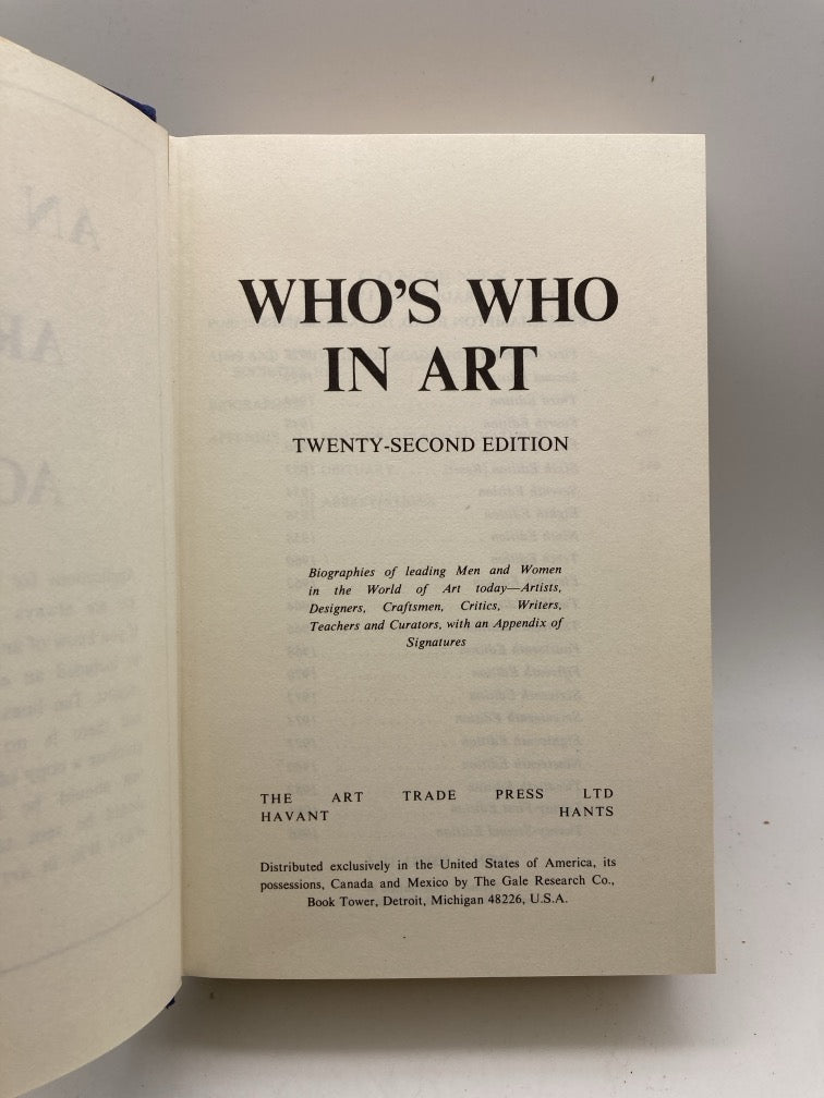 Who's Who in Art: Twenty-Second Edition