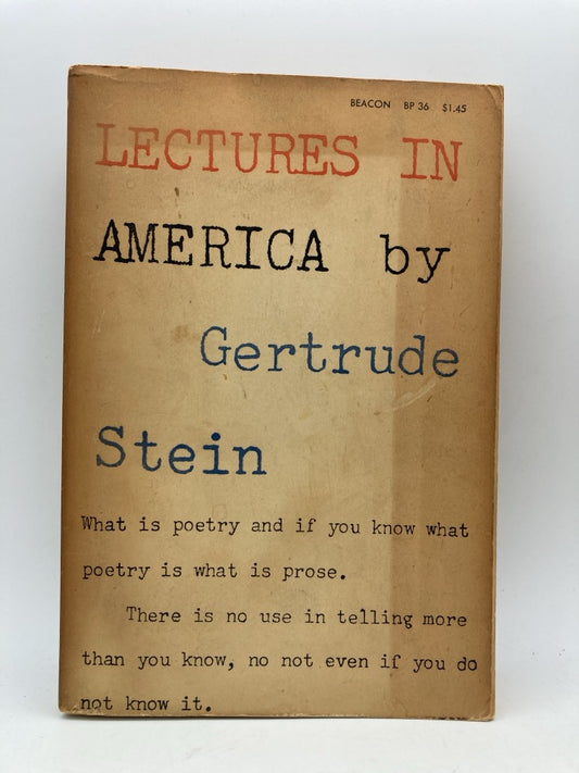 Lectures in America by Gertrube Stein (Review Copy)