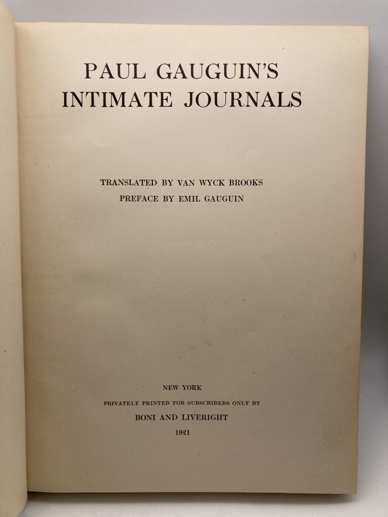 Paul Gaugin's Intimate Journals (Limited First Edition)