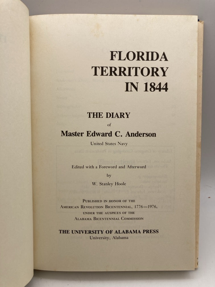 Florida Territory in 1844: The Diary of Master Edward Clifford Anderson, USN