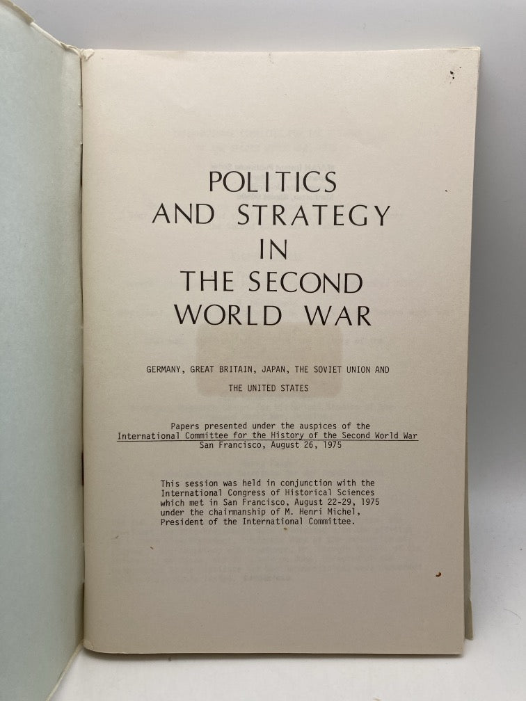 Politics and Strategy in the Second World War