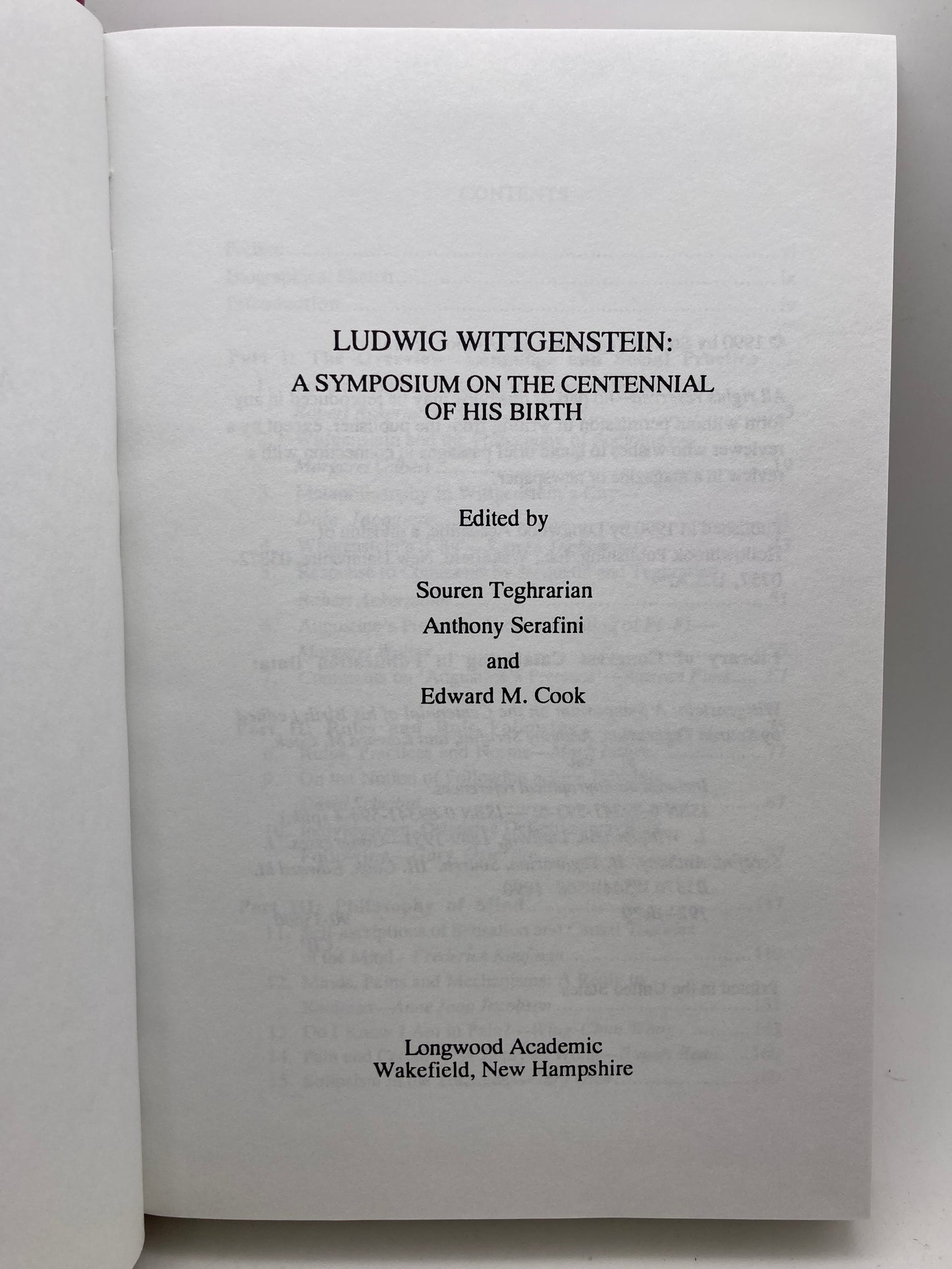 Ludwig Wittgenstein: A Symposium on the Centennial of His Birth