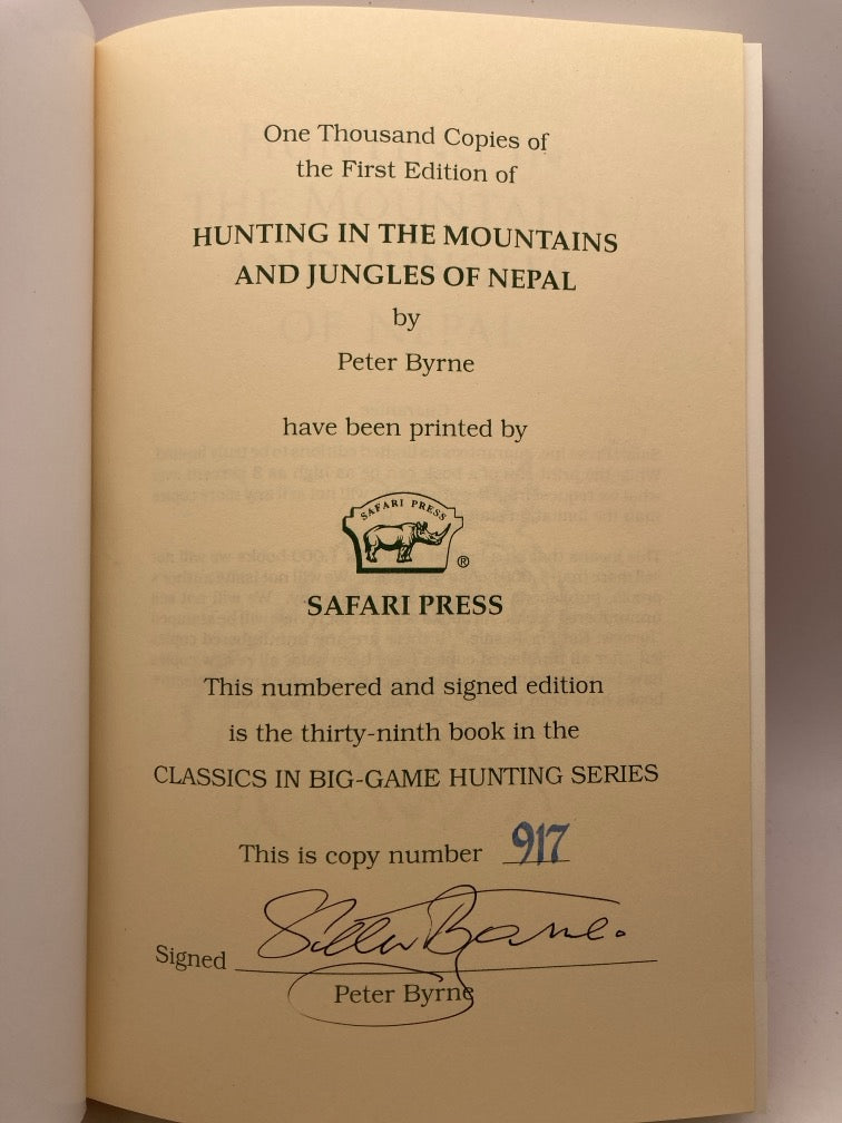 Hunting in the Mountains and Jungles of Nepal (Safari Press Signed & Numbered First Edition)