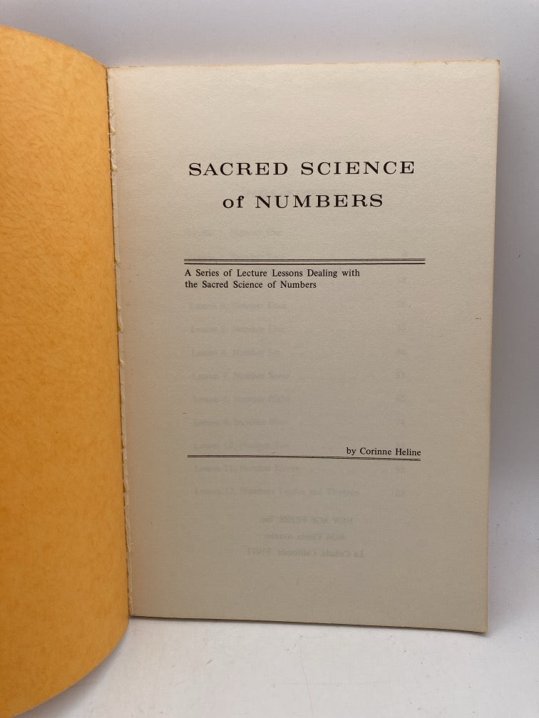 Sacred Science of Numbers: A Series of Lecture Lessons Dealng with the Sacred Science of Numbers