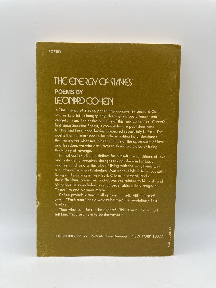 The Energy of Slaves: Poems