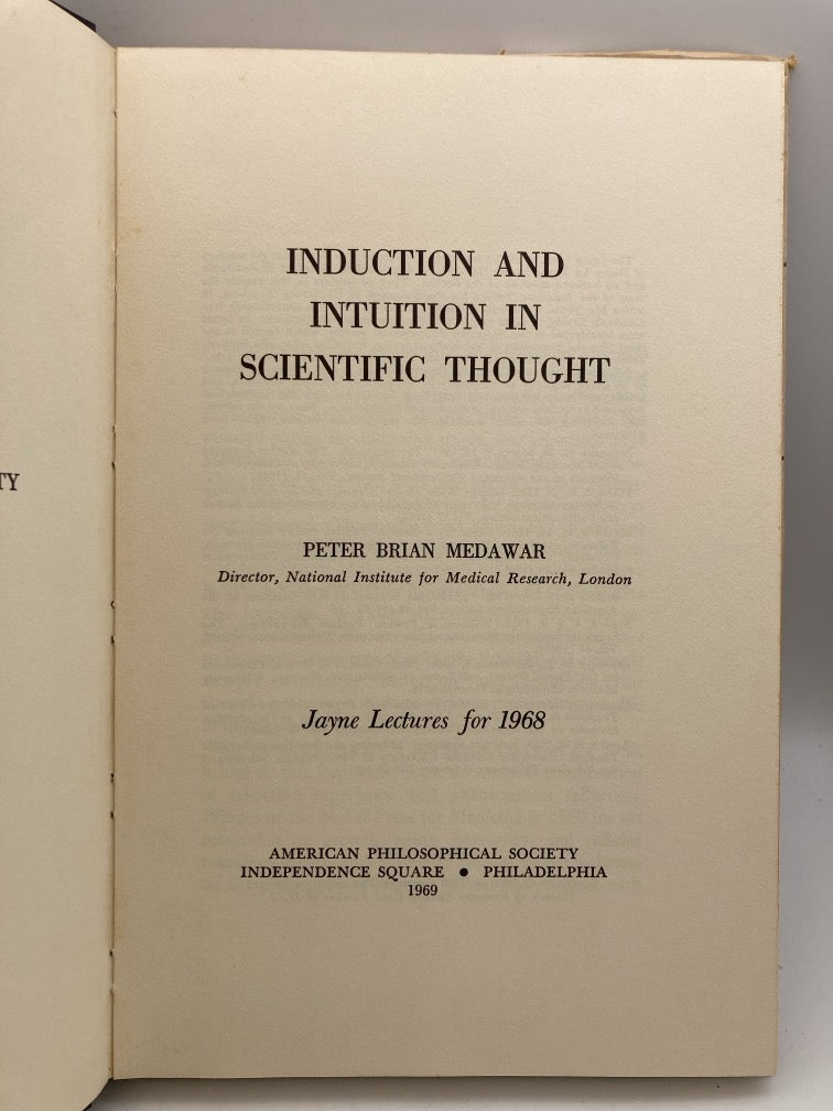Induction and Intuition in Scientific Thought (Jayne Lectures for 1968)