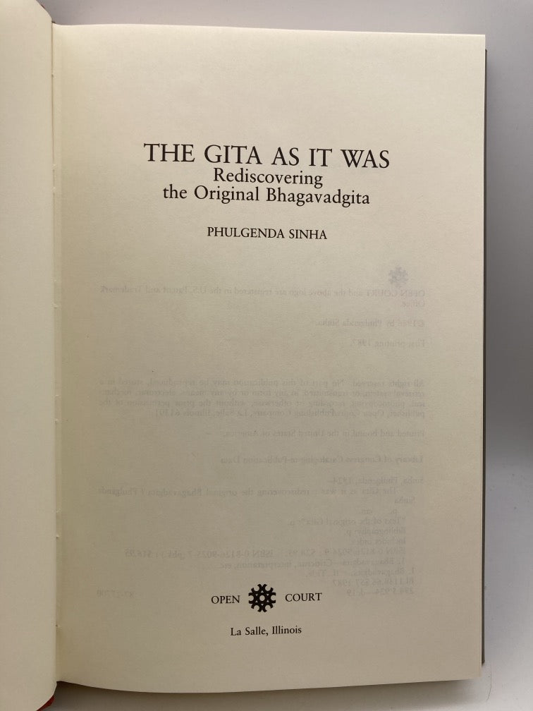 The Gita As It Was: Rediscovering the Original Bhagavadgita