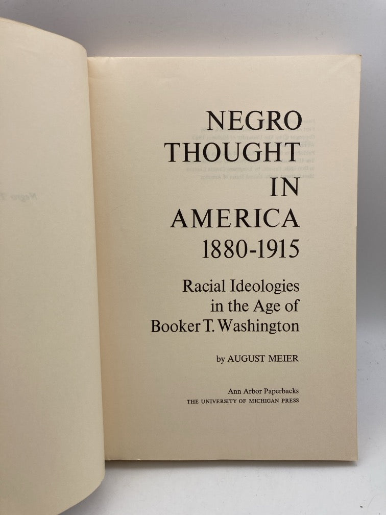 Negro Thought in America 1880-1915