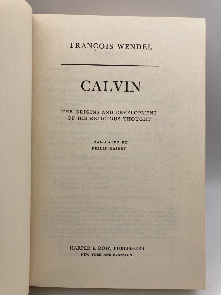 Calvin: Origins and Development of His Religiou Thought