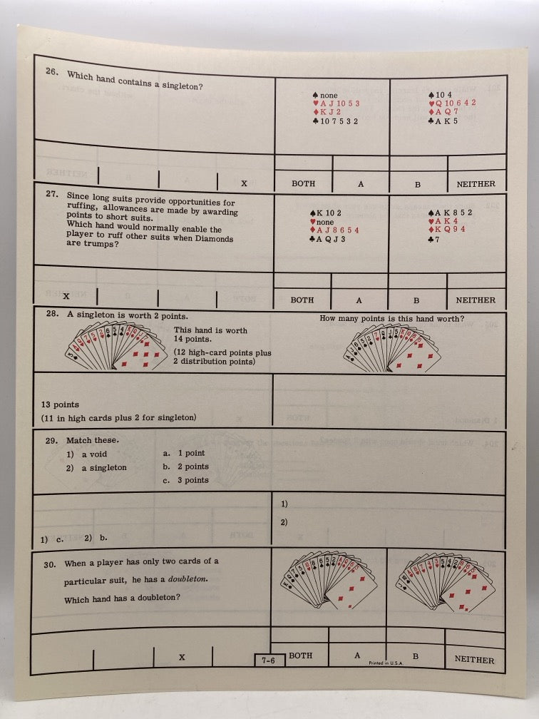Goren's Easy Steps to Winning Bridge + Self-Tutoring Course Supplement + Practice Hands Worksheets