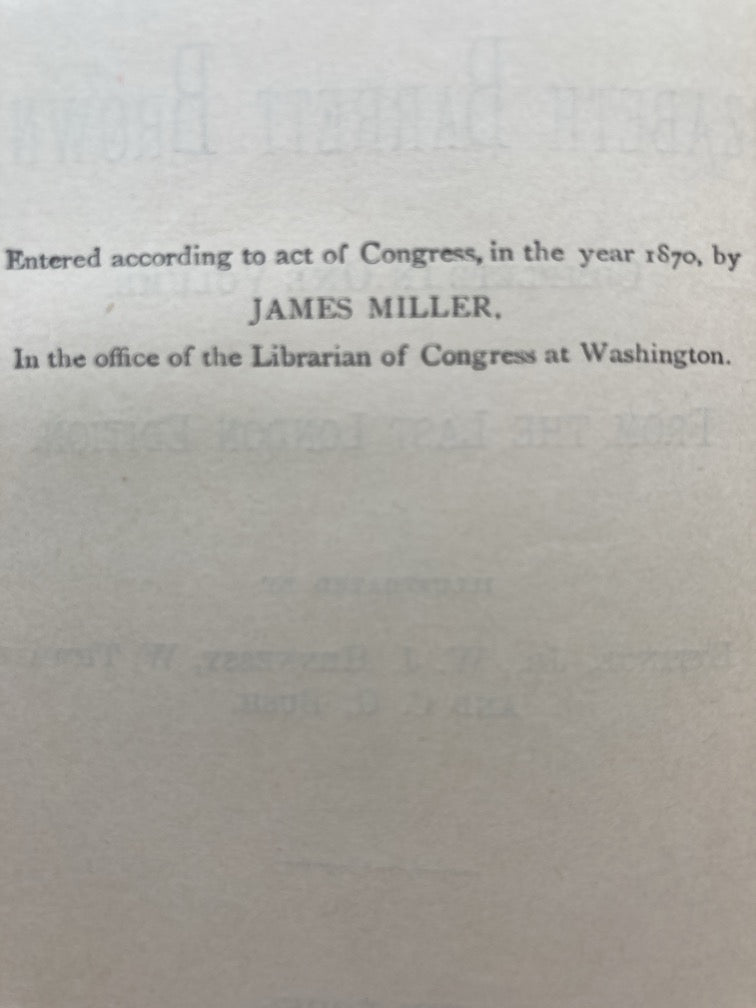 The Poetical Works for Elizabeth Barrett Browning: Complete in One Volume (Florence Edition 1870)