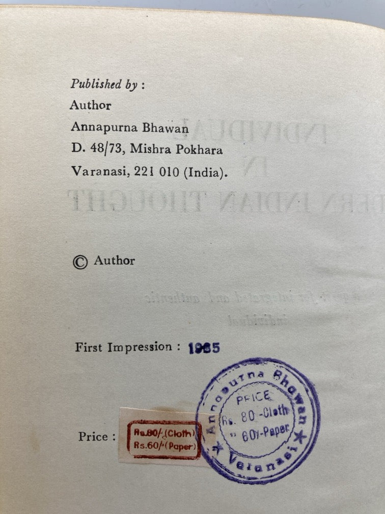 The Individual in Modern Indian Thought