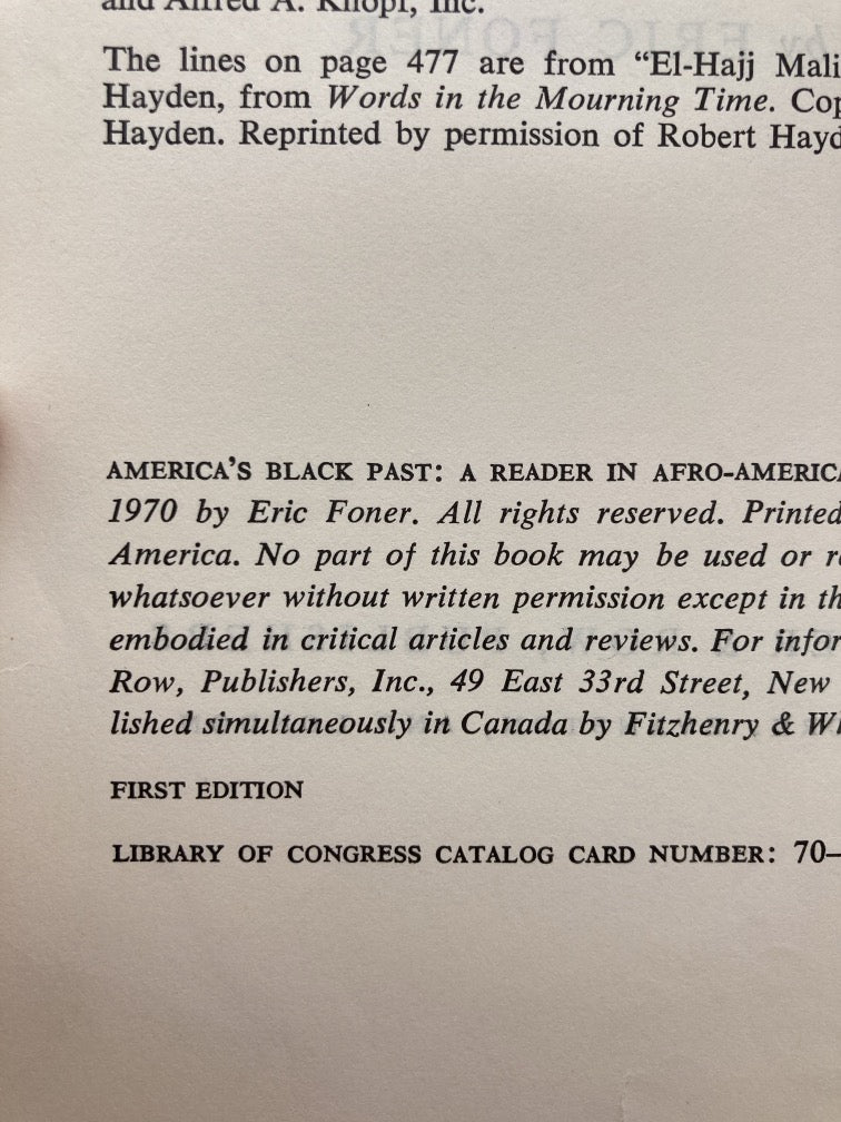 America's Black Past: A Reader in Afro-American History
