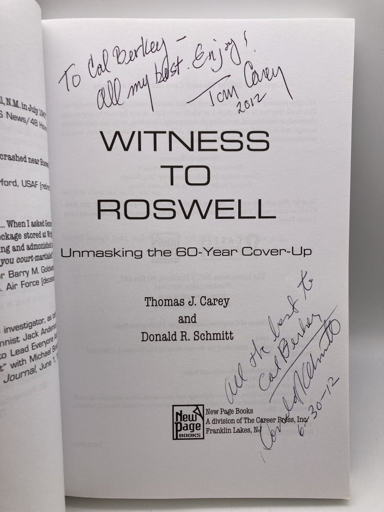 Witness to Roswell: Unmasking the Government's Biggest Cover-up (signed)