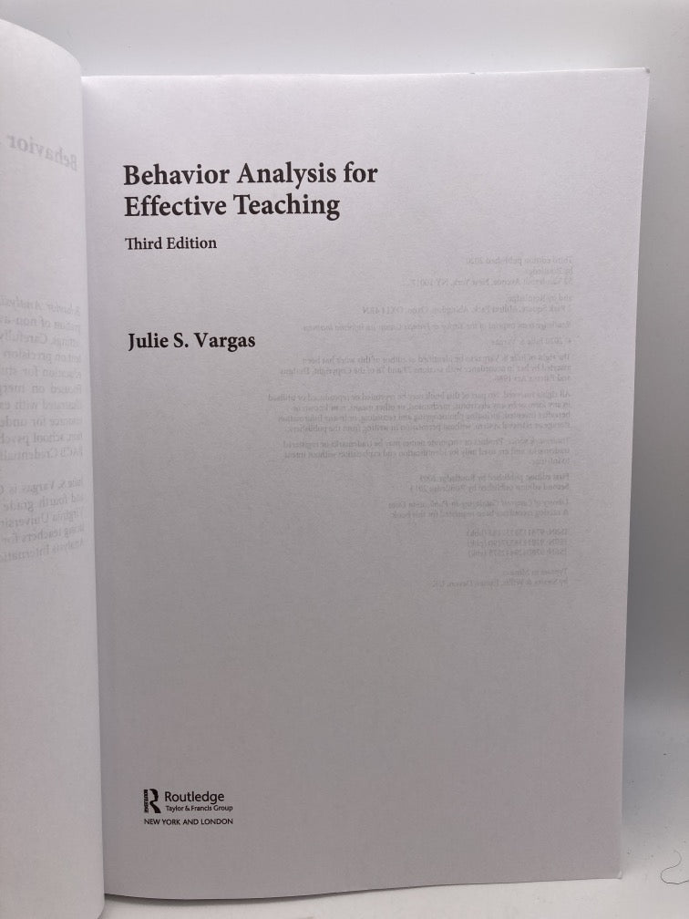 Behavior Analysis for Effective Teaching (Third Edition)