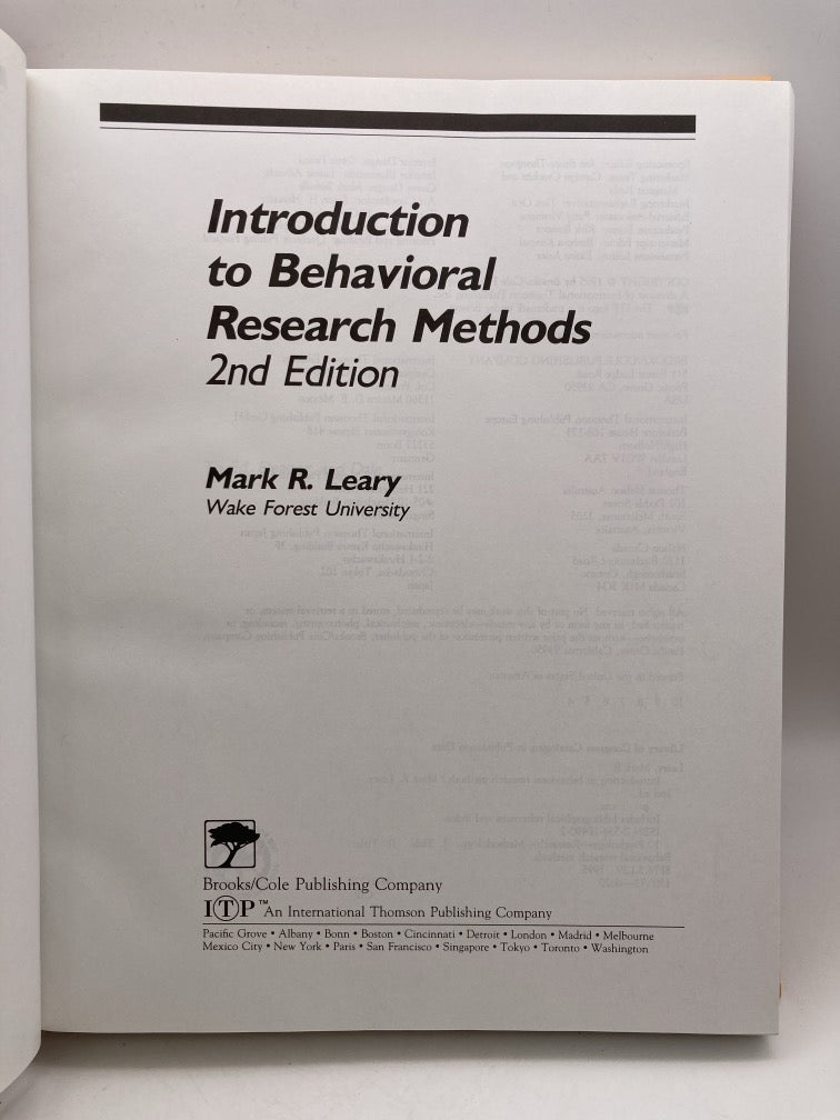 Introduction to Behavioral Research Methods: 2nd Edition