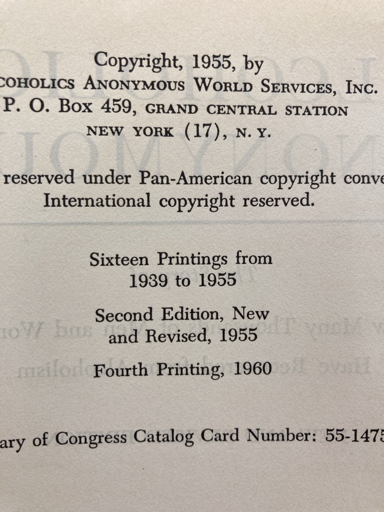 Alcoholics Anonymous: 2nd Edition, 4th Printing (1960)