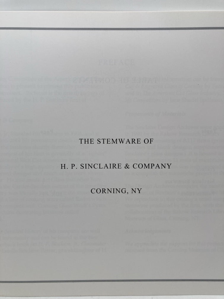 Sinclaire's Stemware: Designs from the Archives of the H.P. Sinclaire Company, Conring, NY