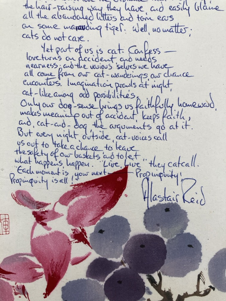 Propinquity: Poem Handwritten by Alastair Reid in 1966
