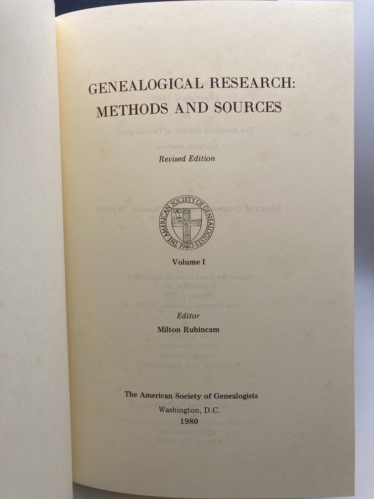 Genealogical Researach: Methods and Sources (2 Volume Set)