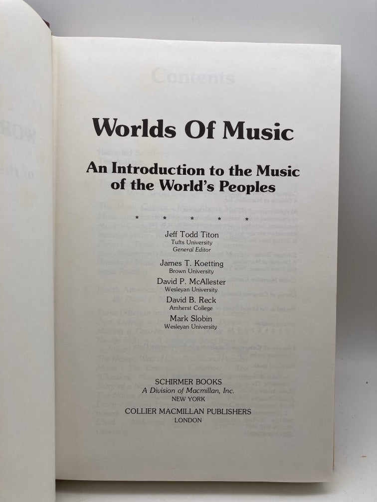 Worlds of Music: An Introduction to the Music of the World's Peoples