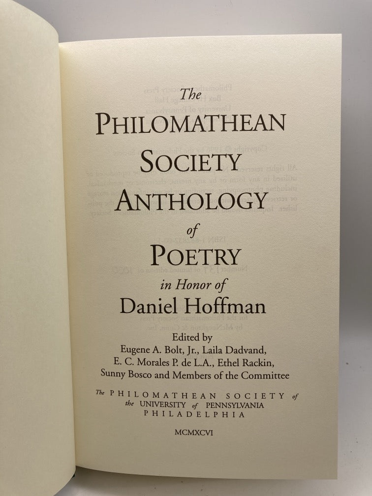 The Philomathean Society Anthology of Poetry in Honor of Daniel Hoffman