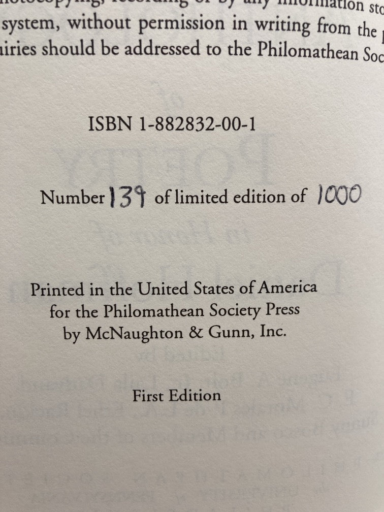 The Philomathean Society Anthology of Poetry in Honor of Daniel Hoffman