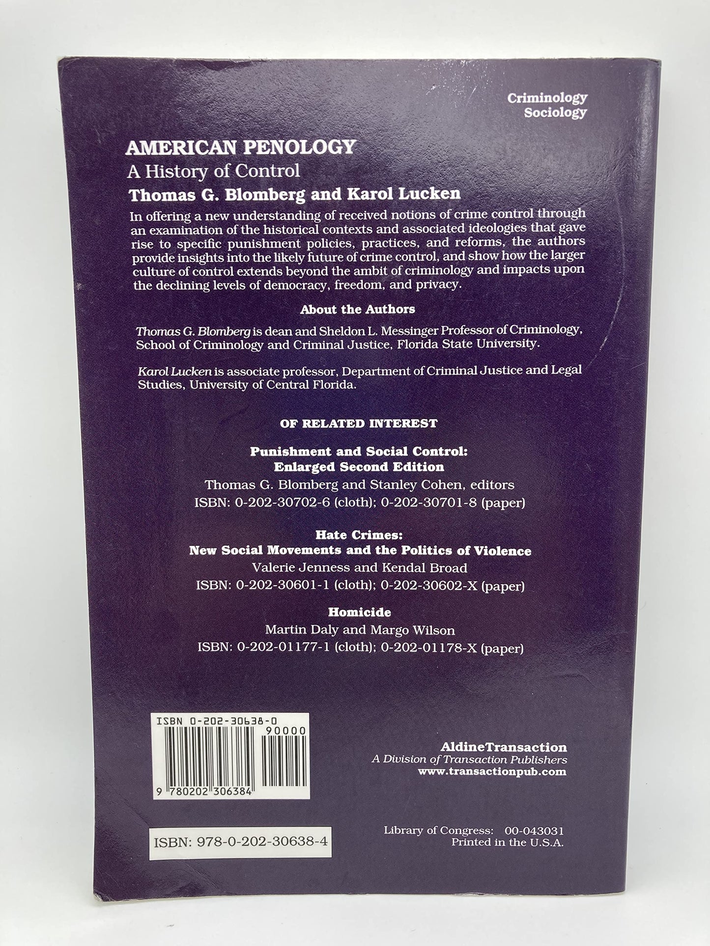 American Penology: A History of Control