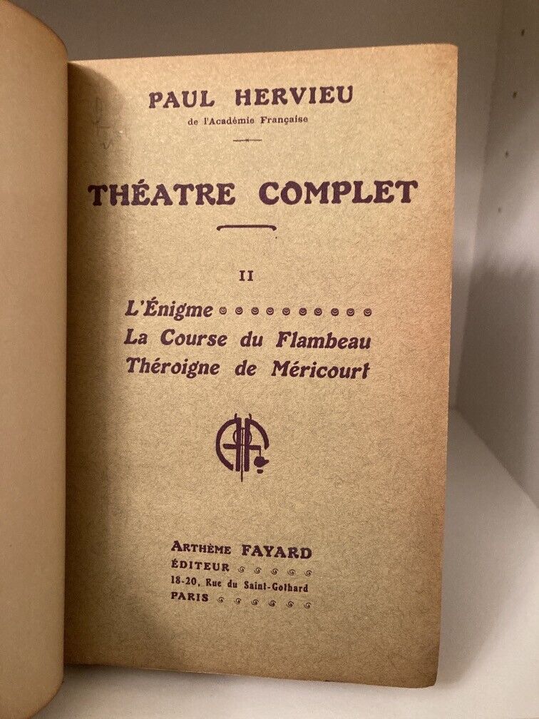 Theatre Complet de Paul Hervieu (3 Volumes)