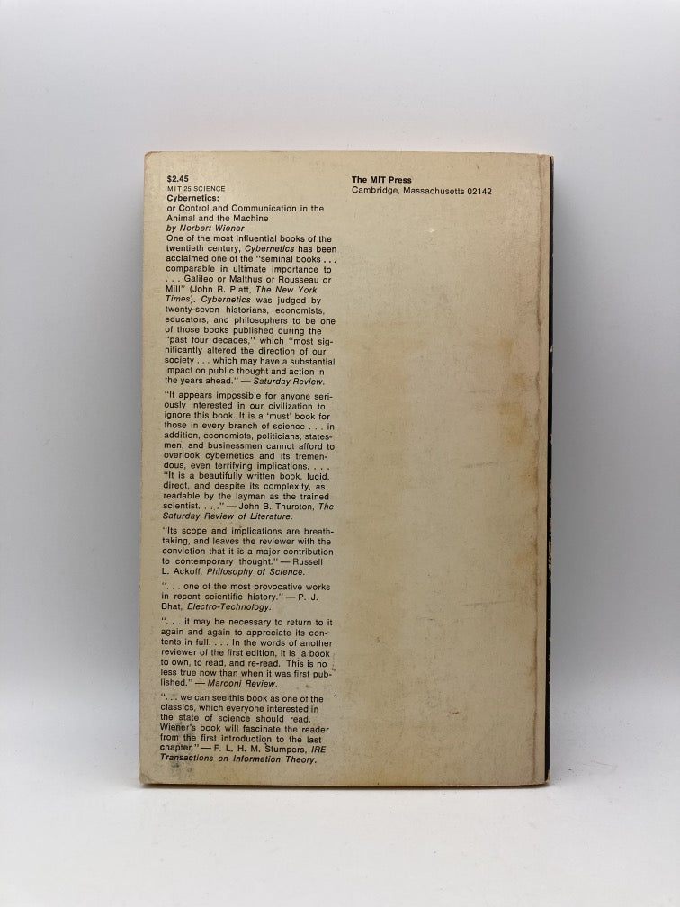 Cybernetics: or Control and Communication in the Animal and the Machine